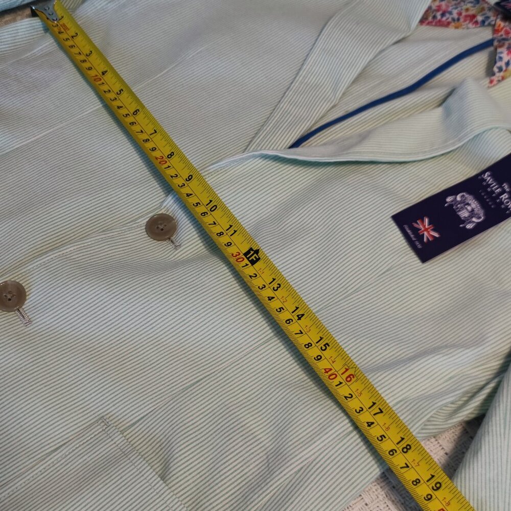 The Savile Row Co Maddox Mens Striped Blazer Jacket Sports Coat Tan White 38R - Picture 5 of 9